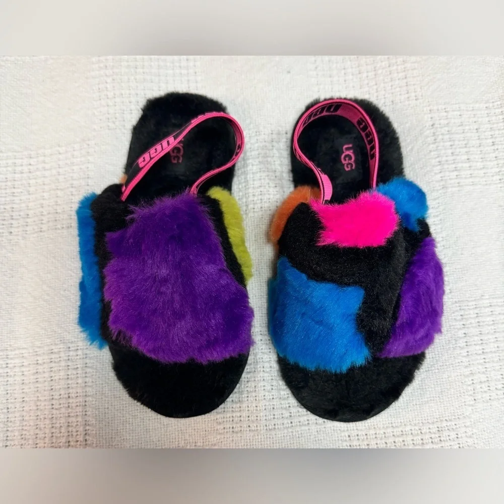 UGG Kids' Multicolor Furry Slippers